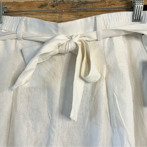 Calvin Klein White Tie Waist Linen Shorts Size Medium - Picture 3 of 9